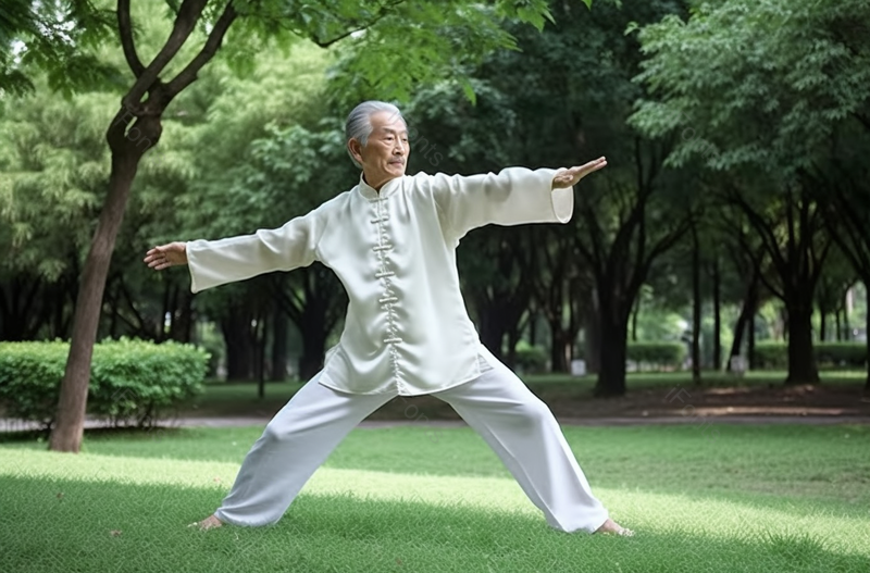 公园草坪上练太极的老年男性摄影图,高清,摄影图,摄影图片,图片大全,摄影图免费下载